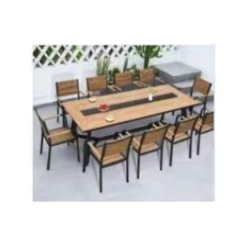 Table 240x100x75cm + 10 chaises 55x55x86cm