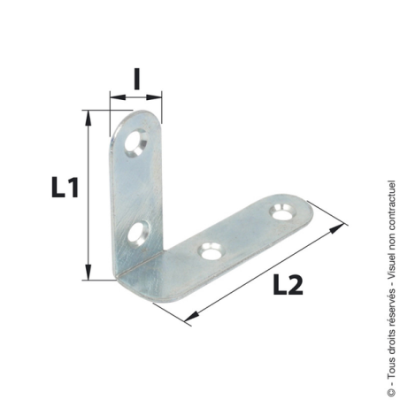 Équerre de chassis coudée droite 40x32x10mm épaisseur 1.5mm