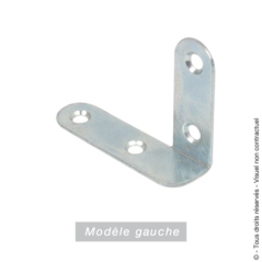 Équerre de chassis coudée gauche 80x60x16mm épaisseur 1.5mm