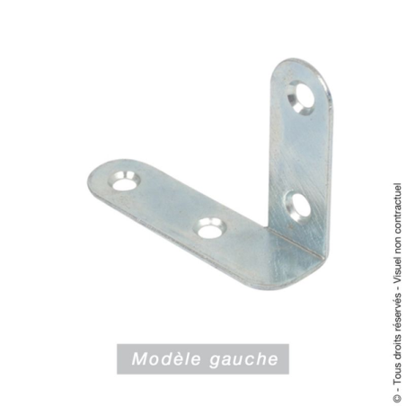 Équerre de chassis coudée gauche 80x60x16mm épaisseur 1.5mm