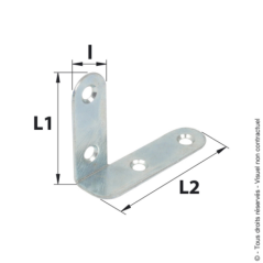 Équerre de chassis coudée gauche 80x60x16mm épaisseur 1.5mm