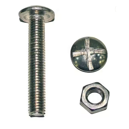 Boulon poêlier tête ronde acier zingué 8x30mm x4
