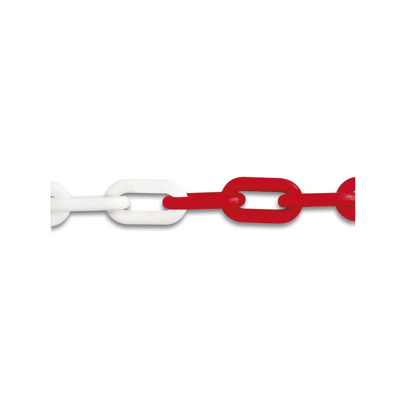 Chaine plastique signalitique D.8mm blanc / rouge vente au mètre linéaire