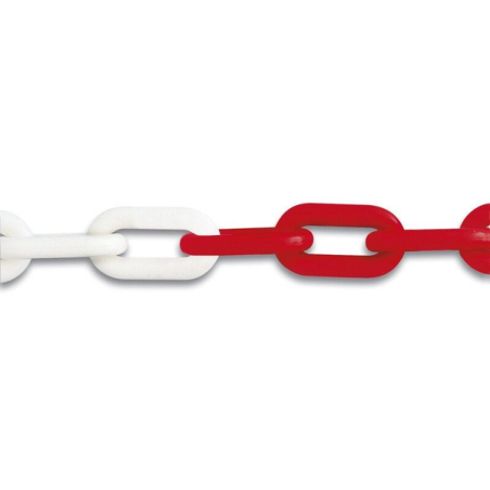 Chaine plastique signalitique D.8mm blanc / rouge vente au mètre linéaire