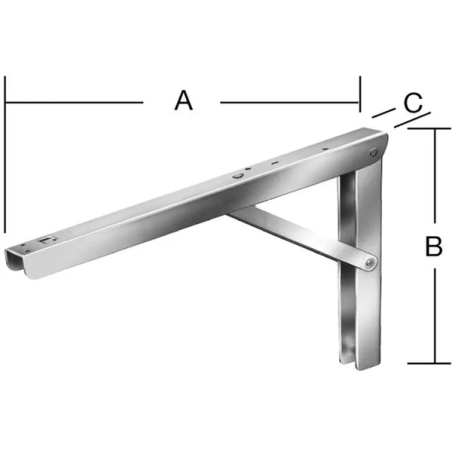 Équerre pliante inox 400x270mm 70 à 90°