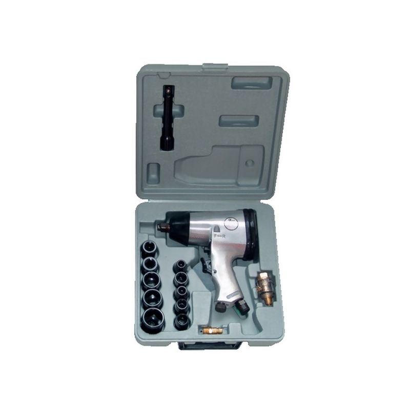 Coffret clé à choc 1/2" + 16 pièces via air comprimé