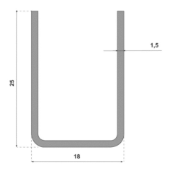 Profil U guidage 25x18mm 3m aluminium 1109A/300