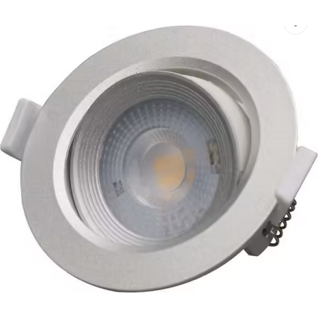 Spot orientable encastrable D.90mm GU10 LED 5W gris argent - blanc chaud 3000K 350lm